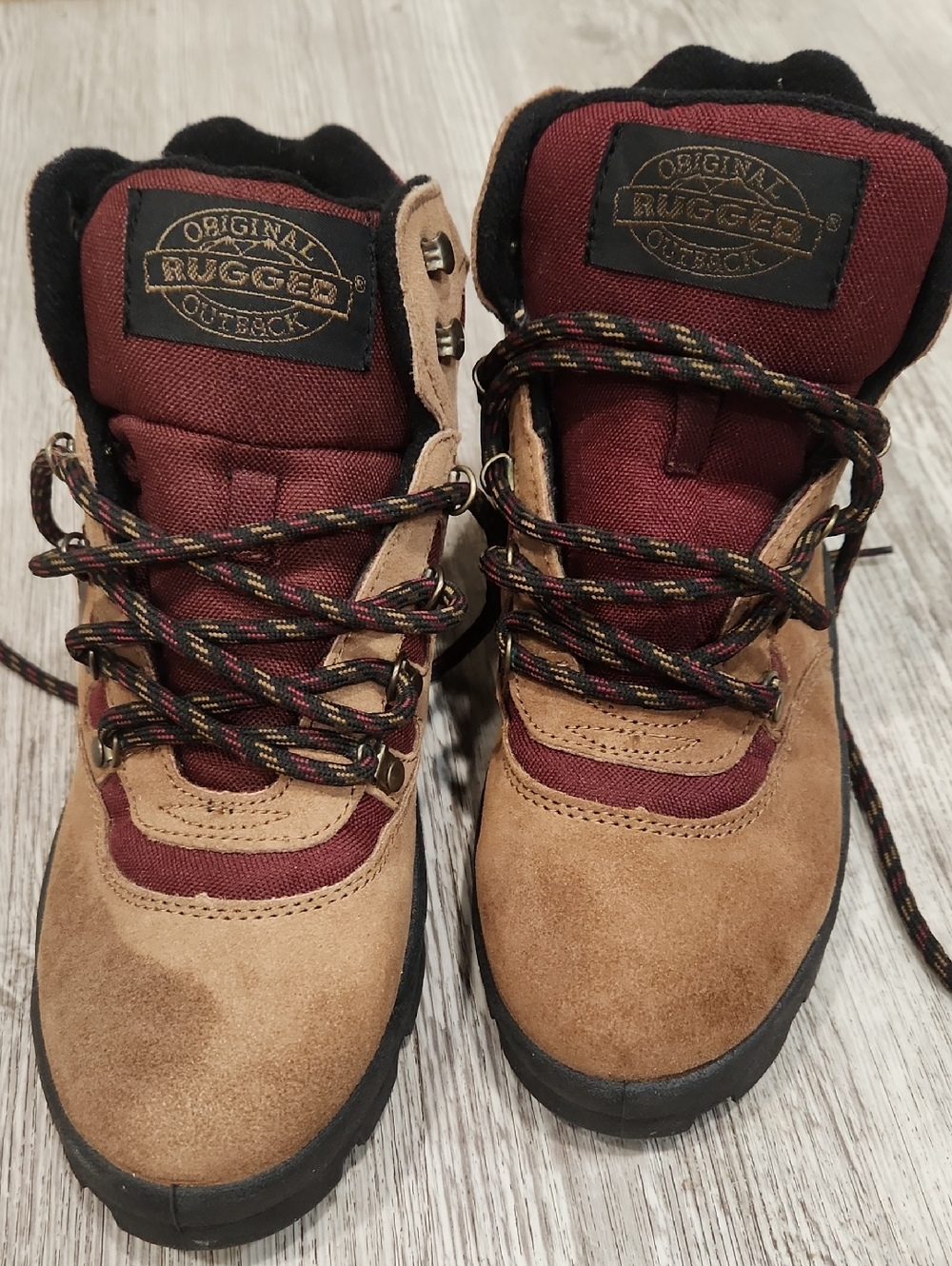 Original Rugged Outback Suede Hiking Boots - Tan & Burgundy